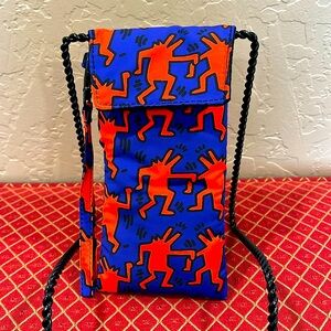 Unisex Akila Keith Haring Glasses Lens Soft Case Puff Pouch Magnetic Closure